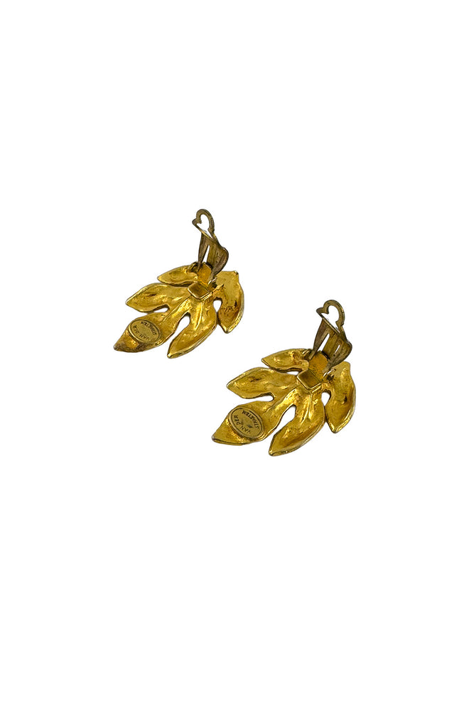Vintage Hervé Van Der Straeten Laurel Leaf Earrings II back @recess la
