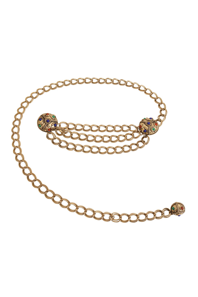 Cabochon Orb Chain Drape Belt @ Recess LA