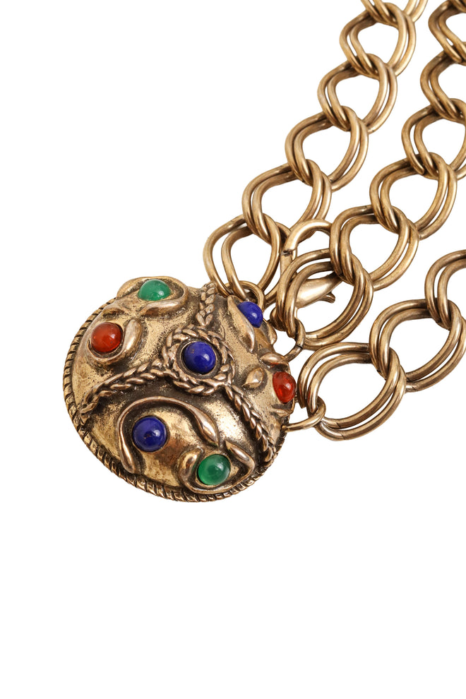 Cabochon Orb Chain Drape Belt close @ Recess LA