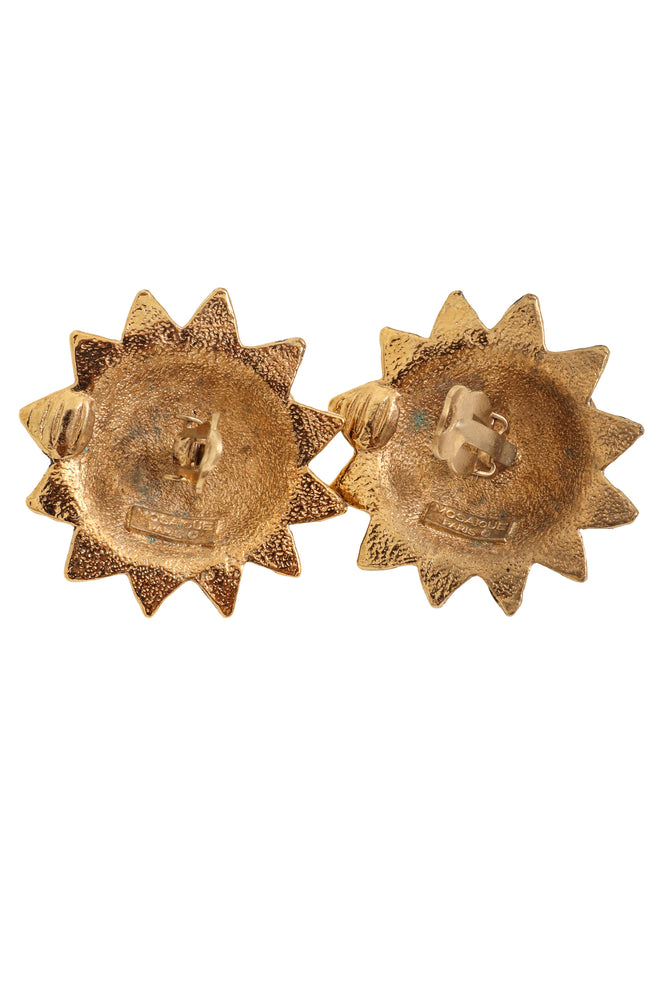 Vintage Mosaique Paris Sun Cabochon Button Earrings Signature @ Recess LA