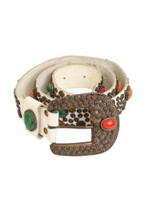 studded cabochon leather belt by Michael Morrison MX coiled @ Recess LA