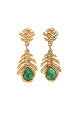 Vintage Guy Laroche Green Woven Frond Drop Earrings @ Recess LA 