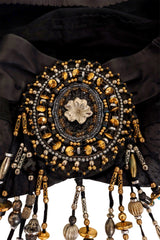 Bead Fringe Leather Waist Belt medallion close @ Recess LA