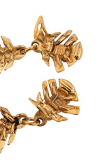 Vintage Guy Laroche Green Woven Frond Drop Earrings Signature @ Recess LA 