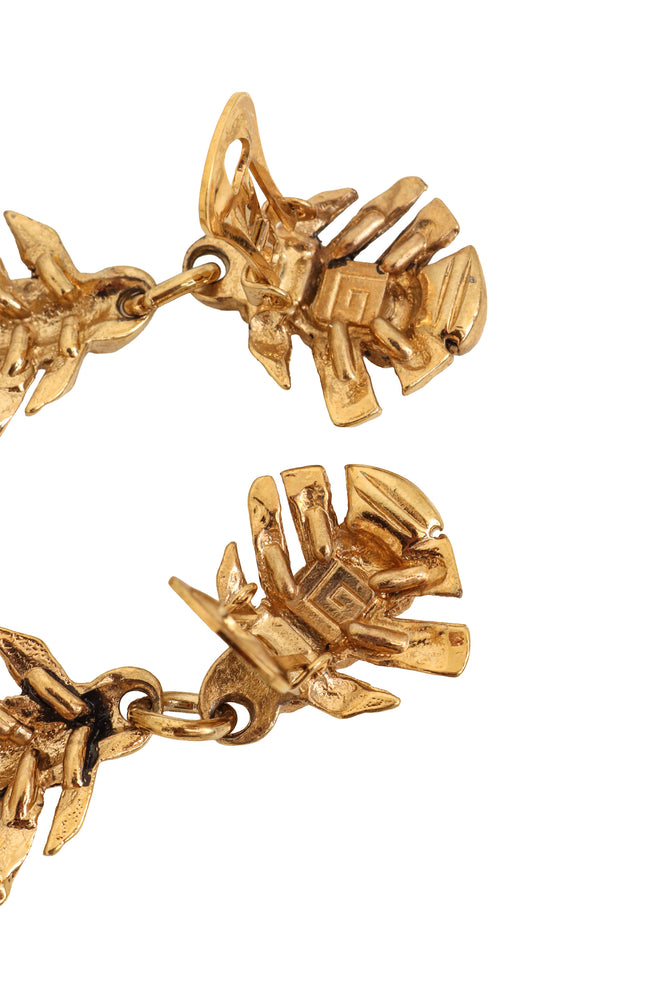 Vintage Guy Laroche Green Woven Frond Drop Earrings Signature @ Recess LA 