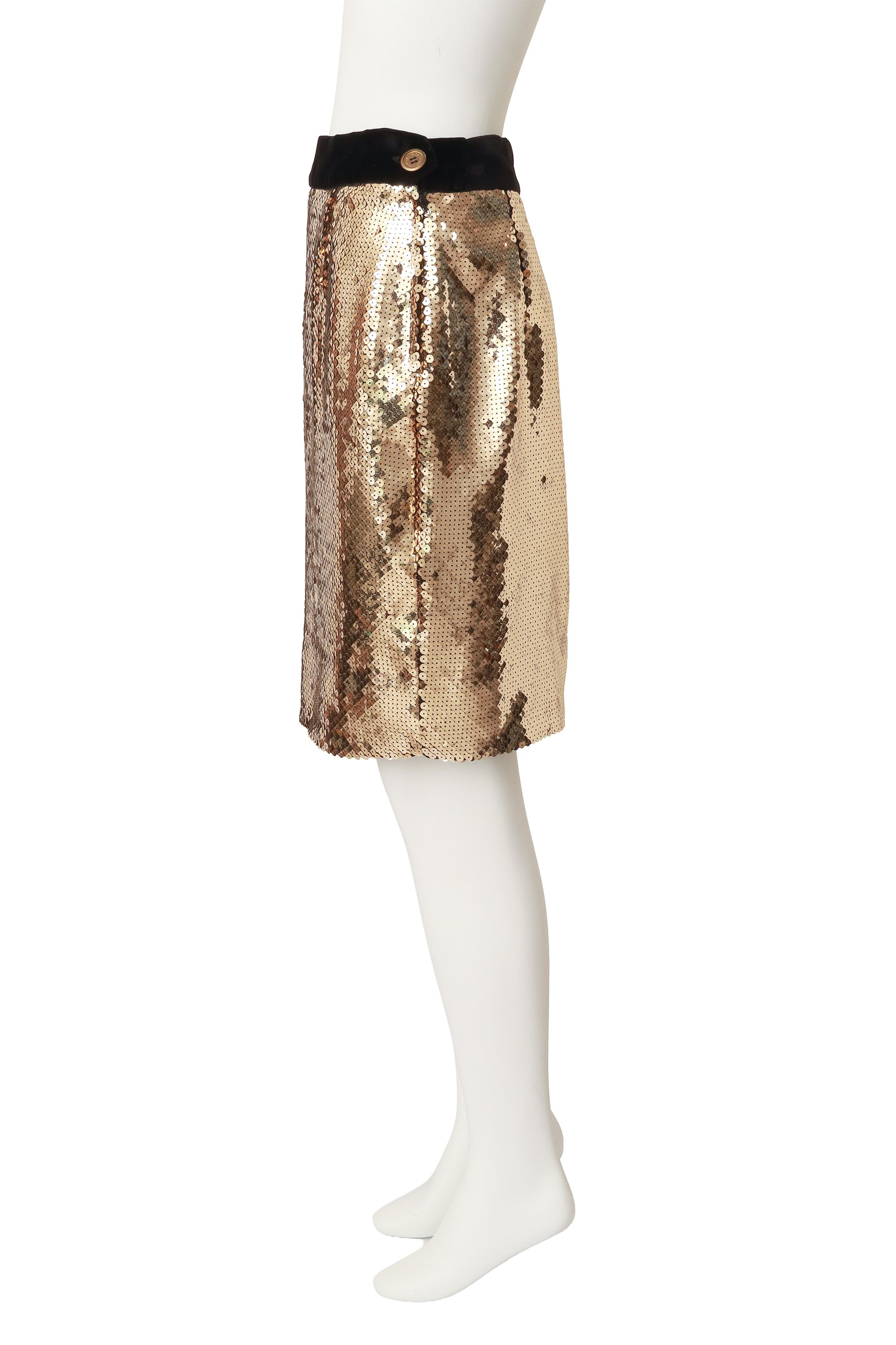 sequin velvet pencil skirt by Moschino on mannequin side @ Recess LA