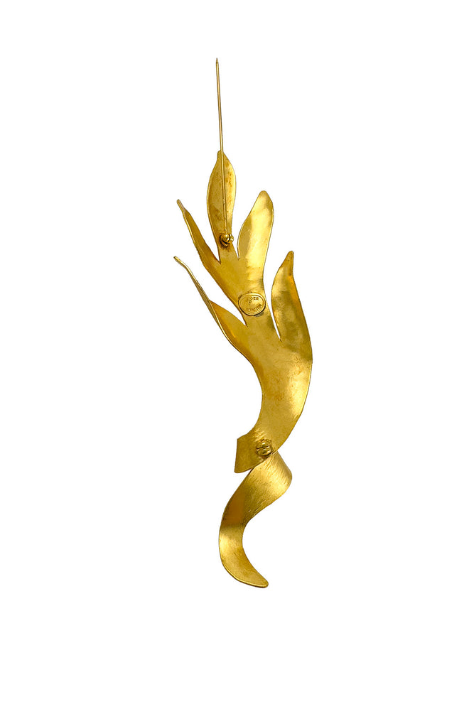 Vintage Hervé Van Der Straeten Twisted Leaf Brooch back @recess la