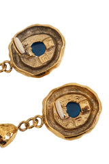 Vintage Guy Laroche Blue Hammered Teardrop Earrings signature @ Recess LA