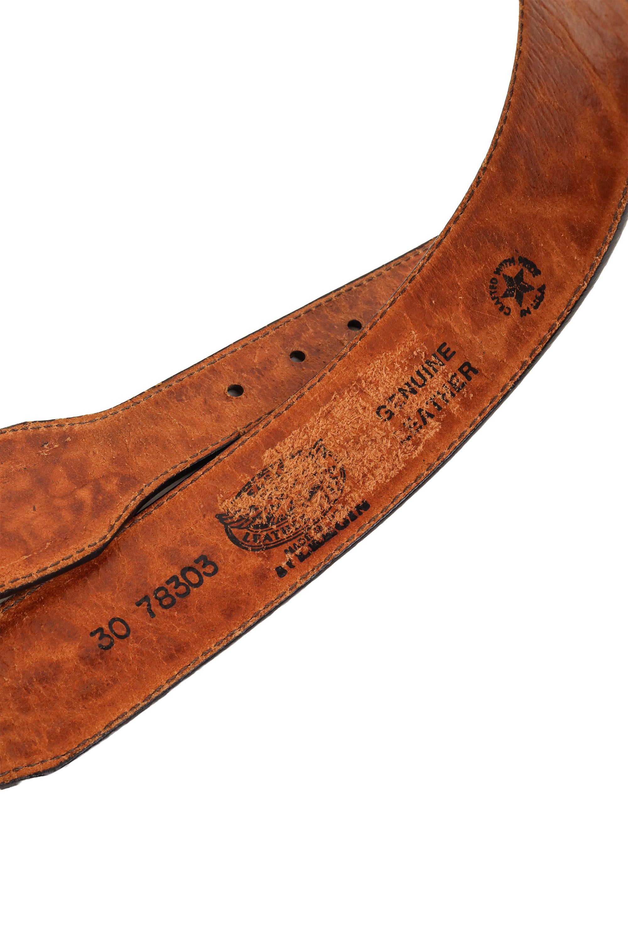 Floral Tooled Stone Leaf Leather Belt by Eagle Leather stamps @ Recess LA
