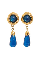 Vintage Guy Laroche Blue Hammered Teardrop Earrings @ Recess LA