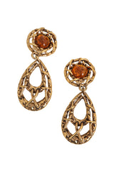 Vintage Guy Laroche Amber Wrapped Hoop Drop Earrings close @ Recess LA