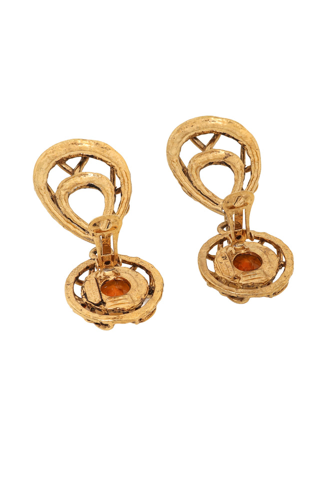 Vintage Guy Laroche Amber Wrapped Hoop Drop Earrings backs open @ Recess LA