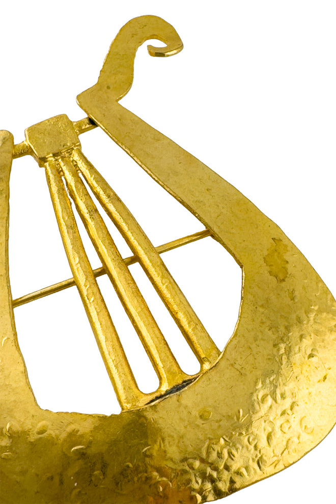 Vintage Hervé Van Der Straeten Lyre Harp Brooch detail @recess la