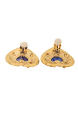 Vintage Mosaique Paris Scroll Frame Heart Button Earrings backs open @ Recess LA