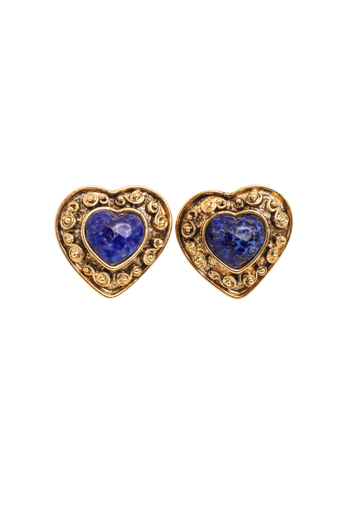 Vintage Mosaique Paris Scroll Frame Heart Button Earrings @ Recess LA
