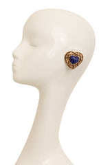 Vintage Mosaique Paris Scroll Frame Heart Button Earrings on mannequin @ Recess LA