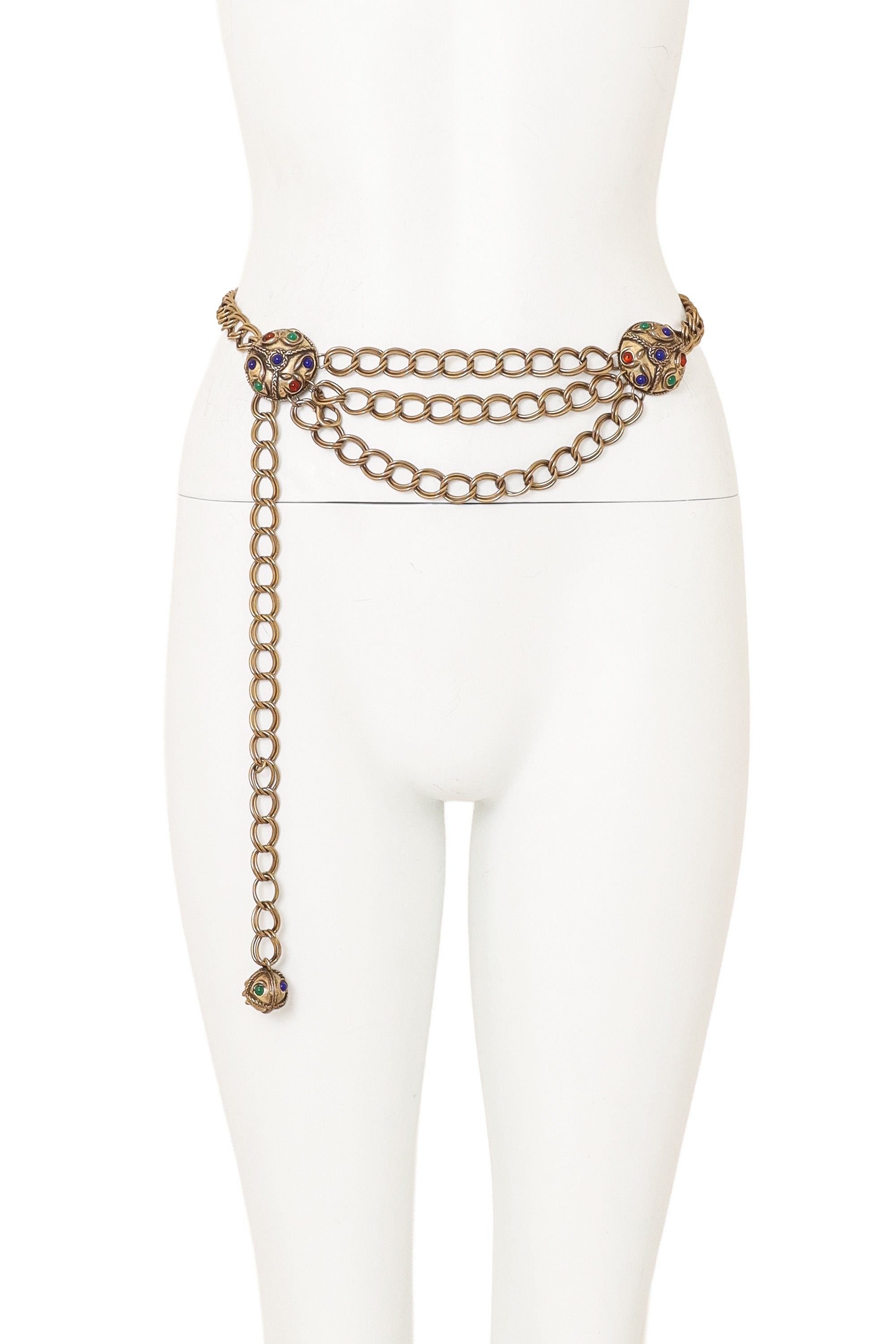 Cabochon Orb Chain Drape Belt on mannequin @ Recess LA