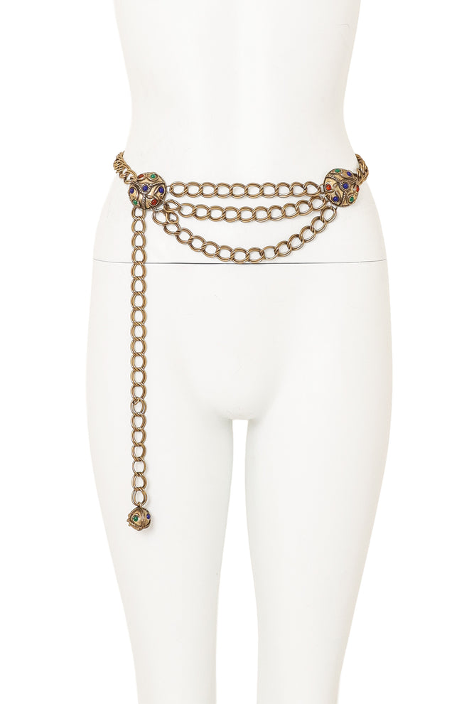 Cabochon Orb Chain Drape Belt on mannequin @ Recess LA