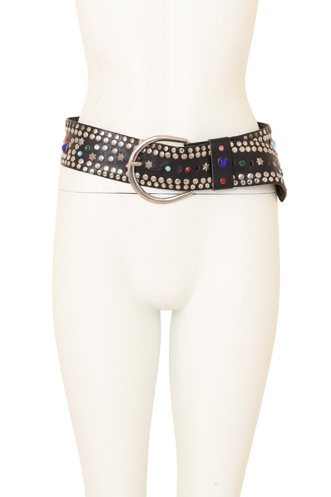 Travel Stud Leather Belt on mannequin @ Recess LA