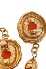 Vintage Guy Laroche Orange Hammered Teardrop Earrings tarnish @ Recess LA