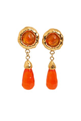 Vintage Guy Laroche Orange Hammered Teardrop Earrings @ Recess LA