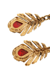Vintage Guy Laroche Red Woven Frond Drop Earrings Tarnish @ Recess LA