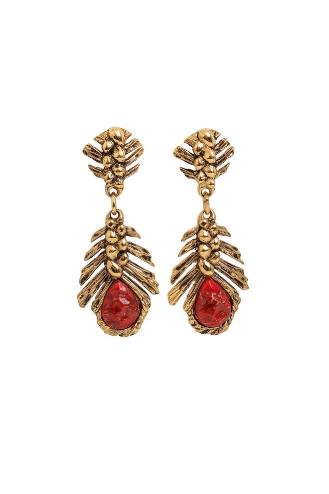 Vintage Guy Laroche Red Woven Frond Drop Earrings @ Recess LA