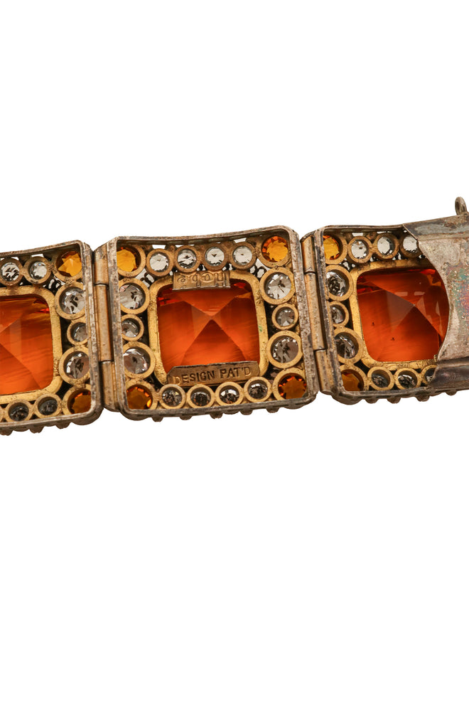 Square Link Crystal Bracelet by Hobé Design PAT'D stamp @ Recess LA