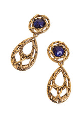 Vintage Guy Laroche Blue Wrapped Hoop Drop Earrings close @ Recess LA