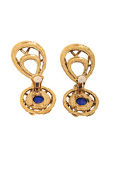 Vintage Guy Laroche Blue Wrapped Hoop Drop Earrings backs open @ Recess LA