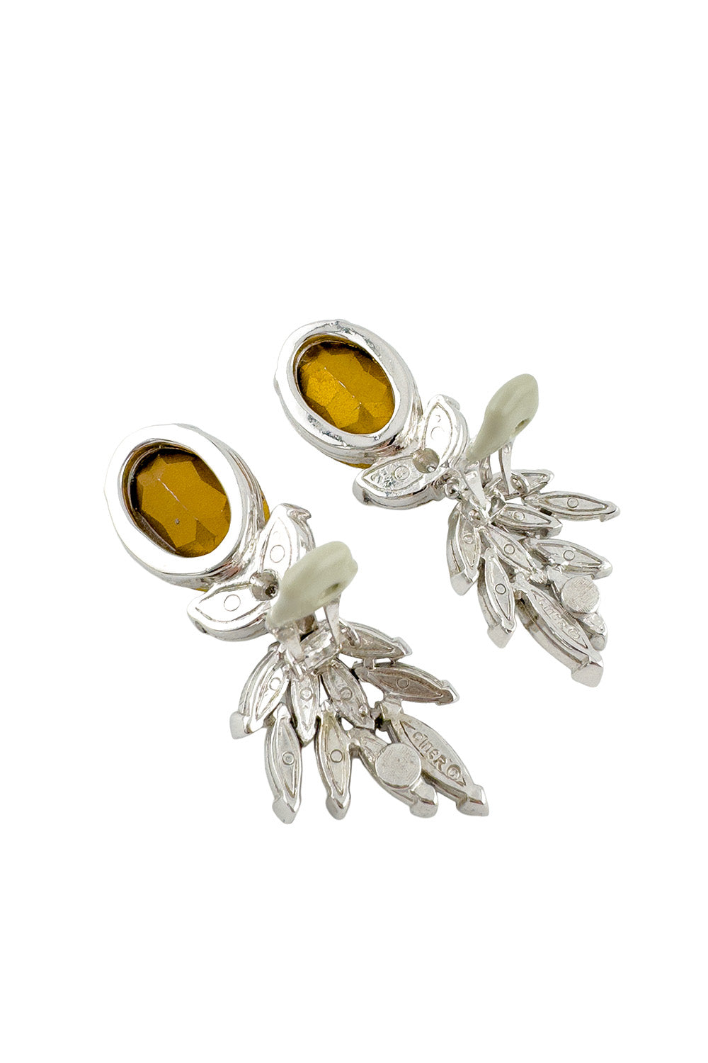 Vintage Ciner Marquise Cluster Drop Earrings back @recess la