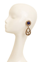 Vintage Guy Laroche Blue Wrapped Hoop Drop Earrings on mannequin @ Recess LA