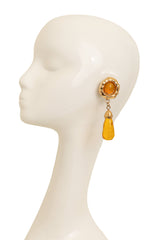 Vintage Guy Laroche Yellow Hammered Teardrop Earrings on mannequin @ Recess LA