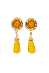 Vintage Guy Laroche Yellow Hammered Teardrop Earrings @ Recess LA
