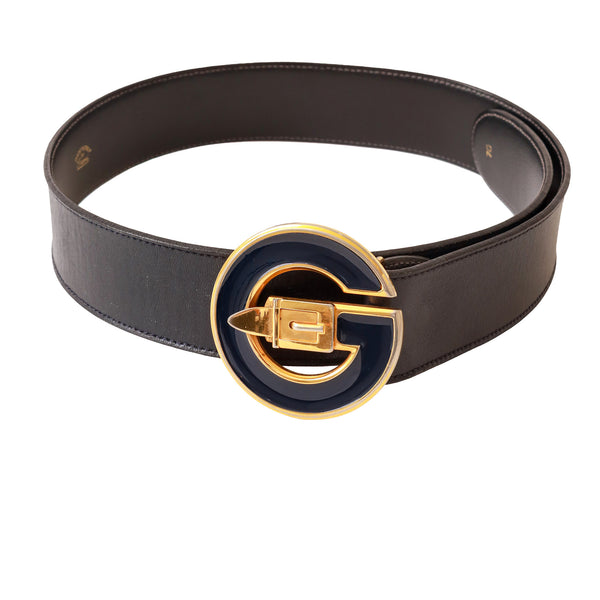 Vintage Gucci Leather Enamel Logo Belt – Recess display picture 3