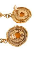 Vintage Guy Laroche Yellow Hammered Teardrop Earrings logo @ Recess LA