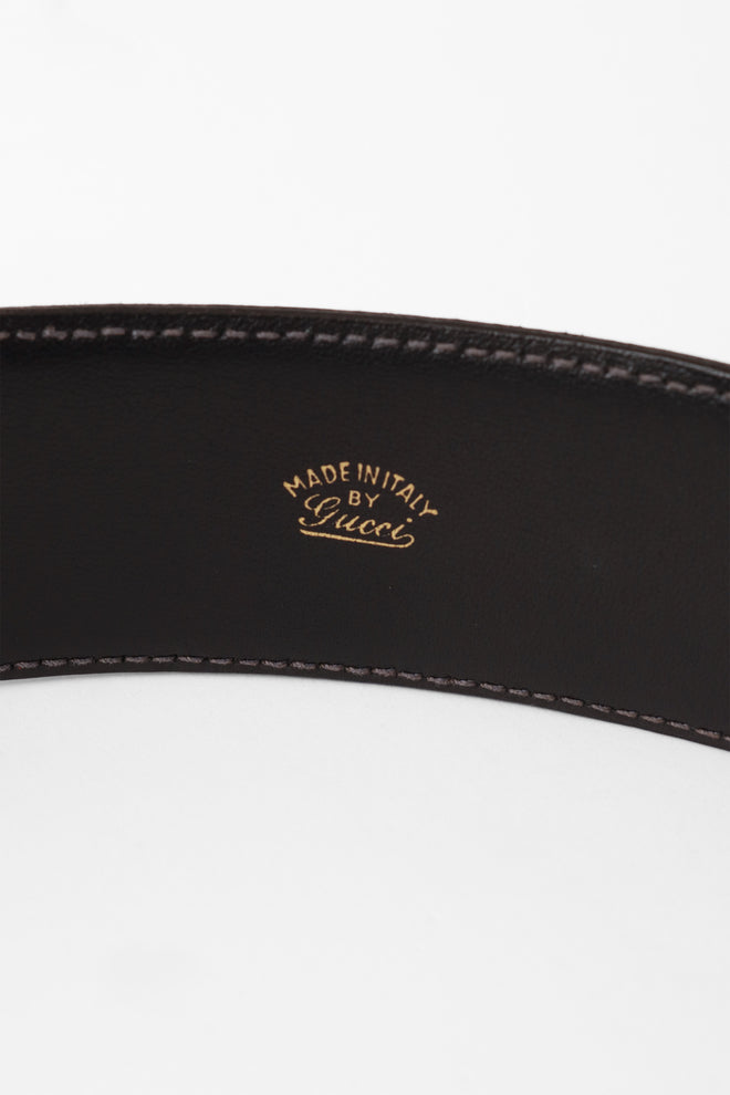 logo buckle belt by Gucci logo stamp @ Recess LA