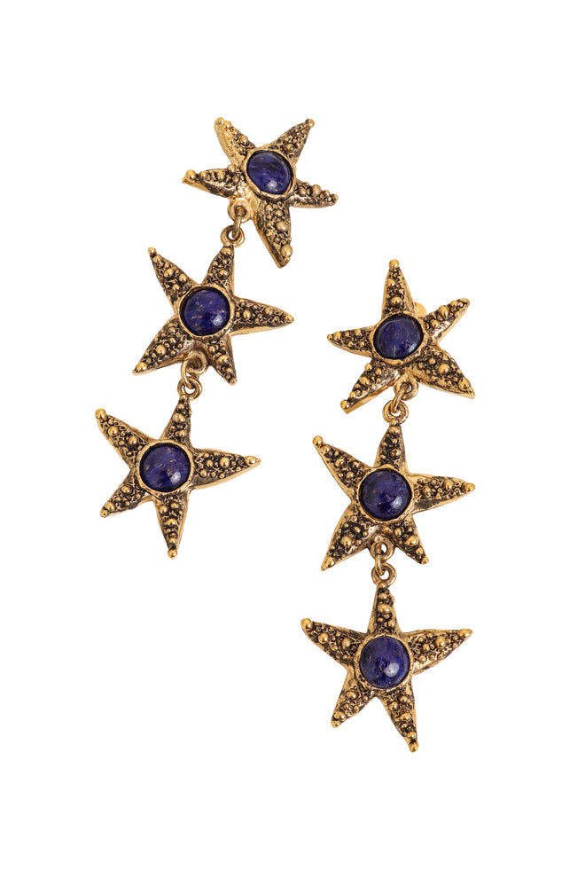 Vintage Guy Laroche Triple Starfish Drop Earrings Close Up @ Recess LA 