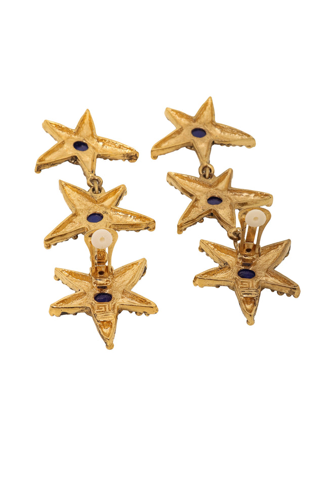 Vintage Guy Laroche Triple Starfish Drop Earrings Backs Open @ Recess LA 