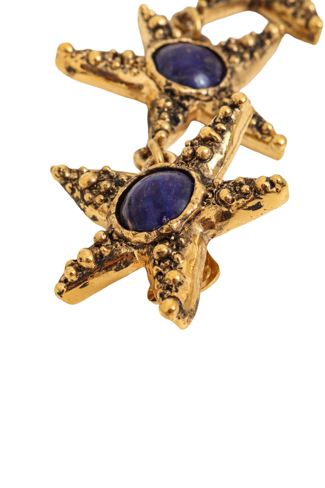 Vintage Guy Laroche Triple Starfish Drop Earrings Texture @ Recess LA 
