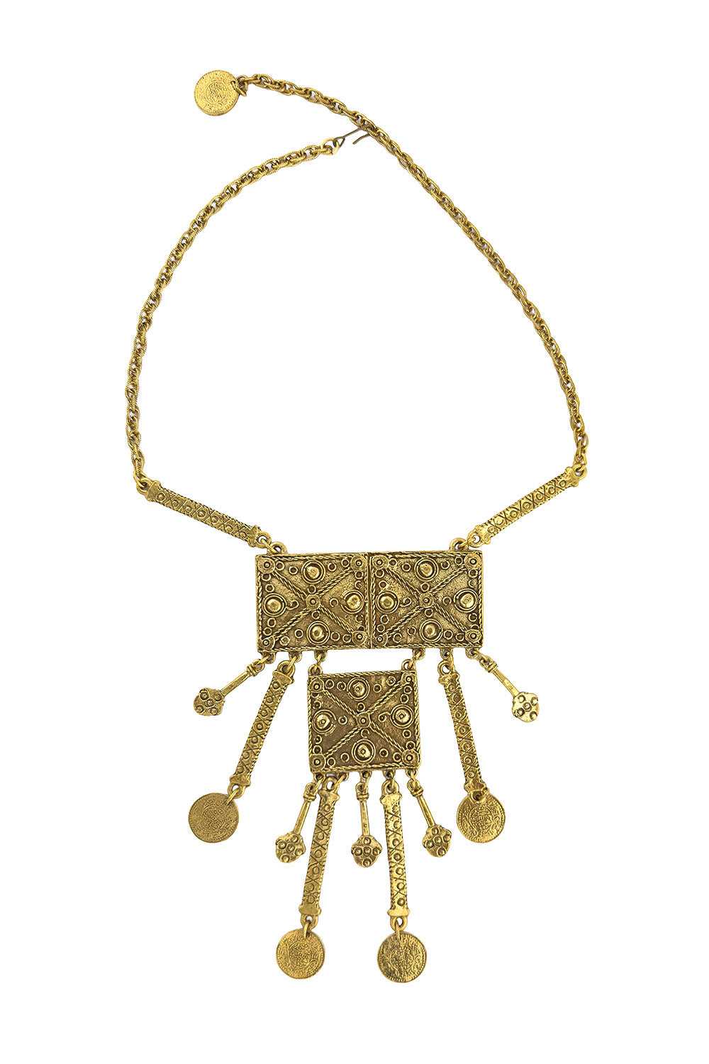 Vintage Etruscan Plate Dangle Necklace @recess la