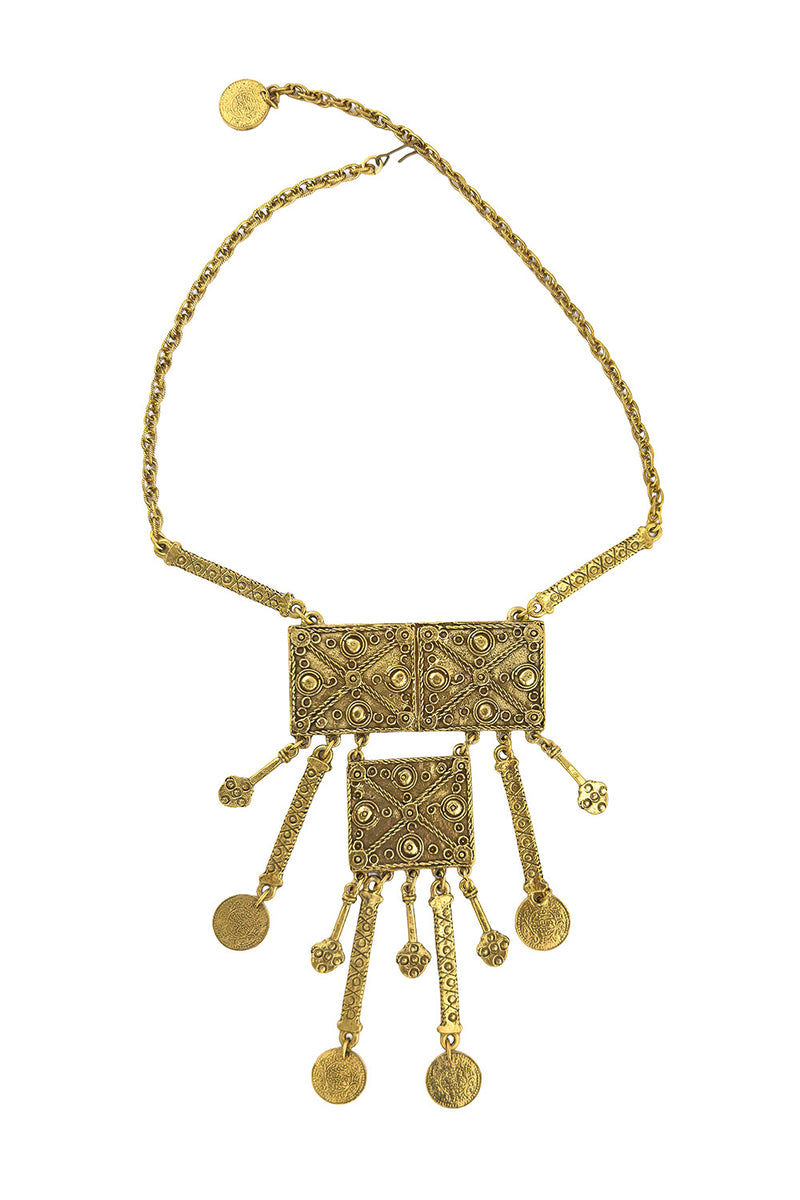 Vintage Etruscan Plate Dangle Necklace @recess la