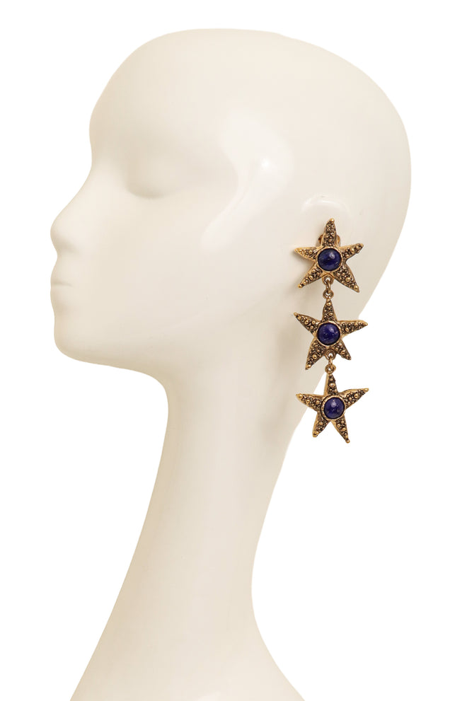 Vintage Guy Laroche Triple Starfish Drop Earrings On Mannequin @ Recess LA