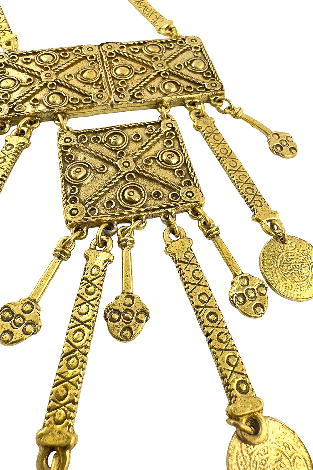 Vintage Etruscan Plate Dangle Necklace detail @recess la