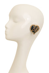 Vintage Marie Claire Green Filigree Heart Button Earrings On Mannequin @ Recess LA
