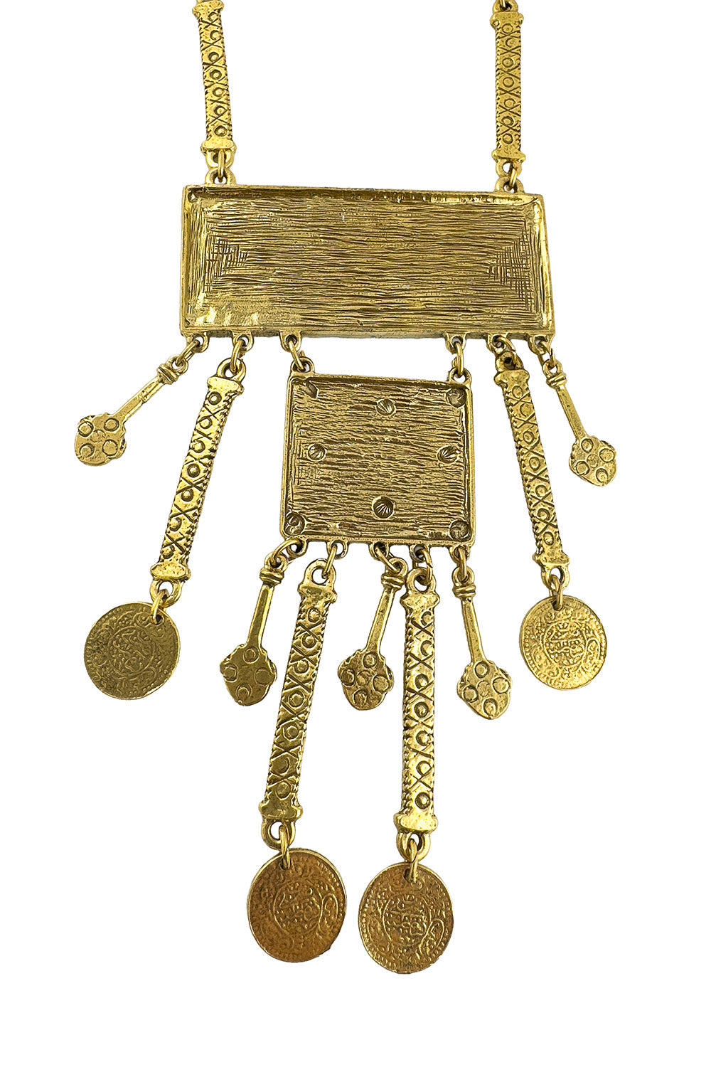 Vintage Etruscan Plate Dangle Necklace back @recess la