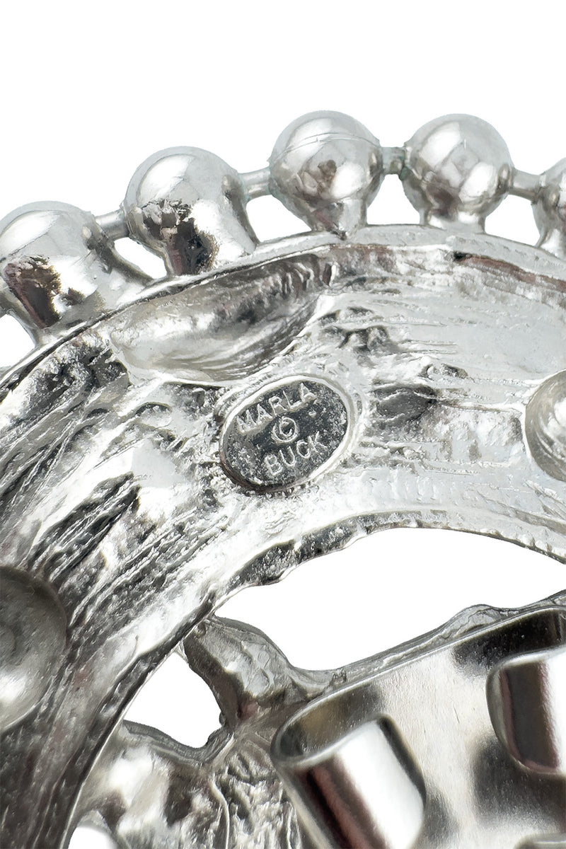 Vintage Marla Buck Equestrian Ball Fringe Brooch cartouche @recess la