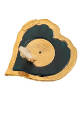 Vintage Marie Claire Green Filigree Heart Button Earrings @ Recess LA