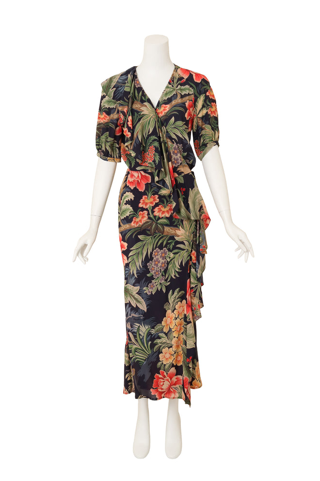 Floral Ruffle Wrap Dress by Etro on mannequin @ Recess LA