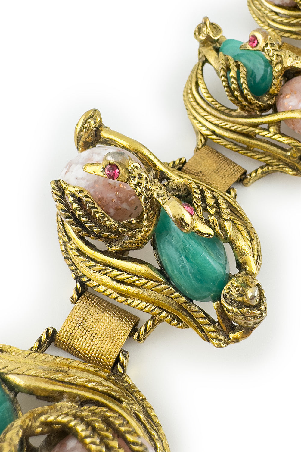 Vintage Swan Stone Bracelet & Earrings Set bracelet detail @recess la